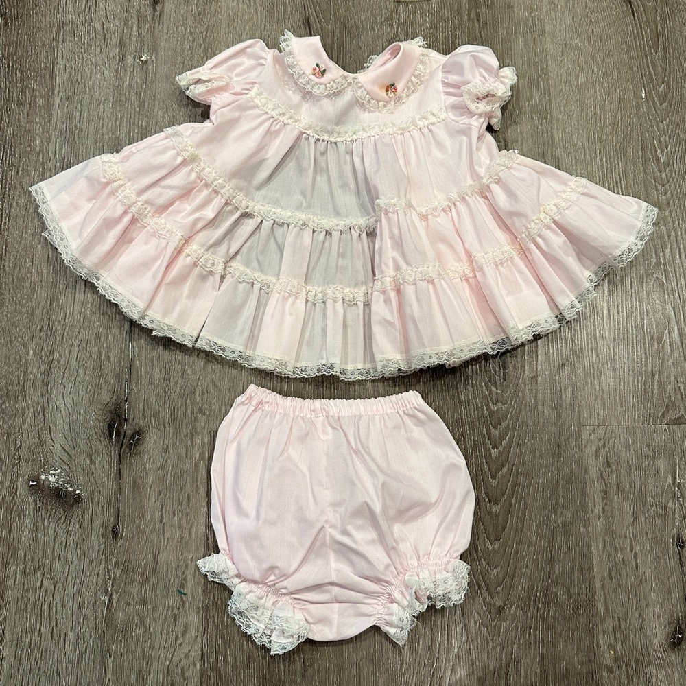 Vintage 1970s Bryan pastel pink baby dress